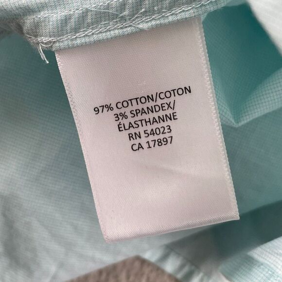 Banana Republic Shirt Men Large Turquoise‎ Neat Weave Flap Pockets Stretch NWOT - Picture 7 of 8
